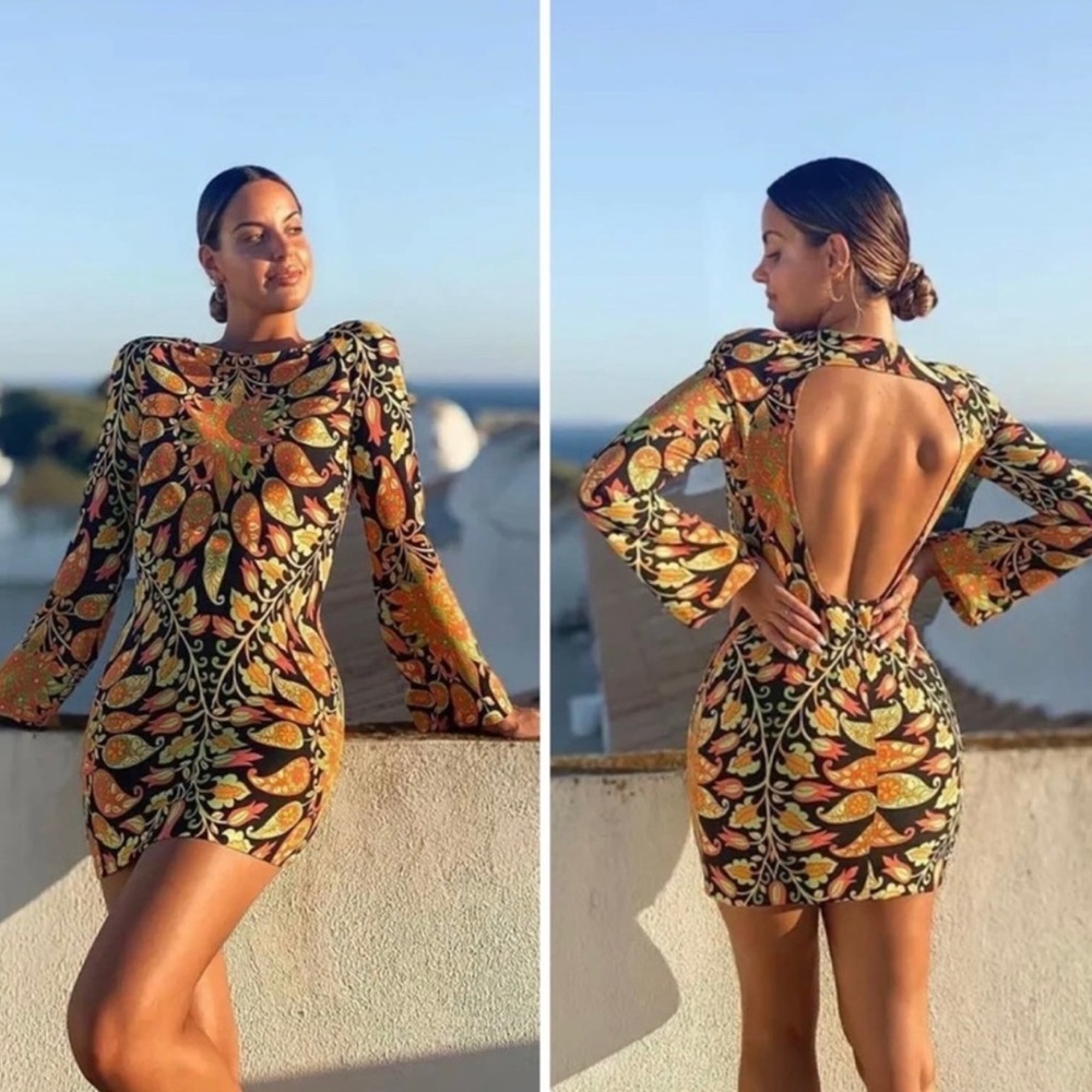 Zara Paisley Retro Mini Dress XS